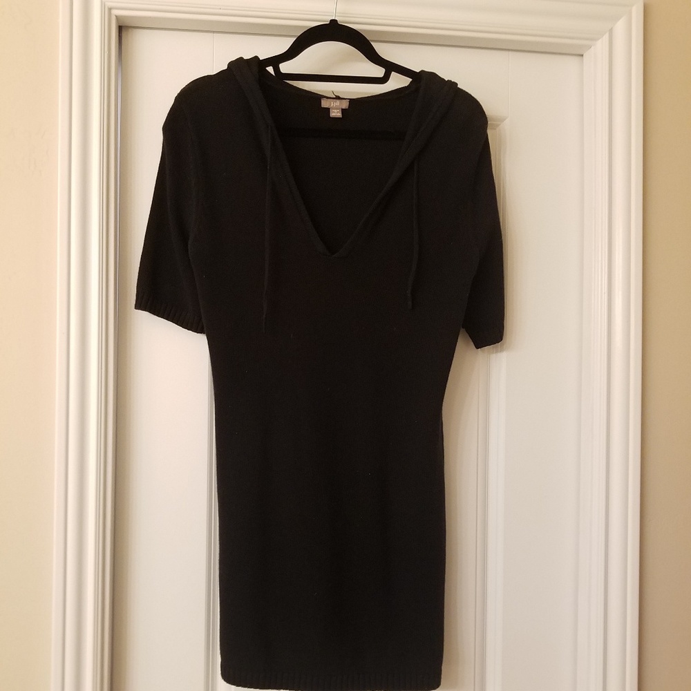 J Jill black sweater dress tunic with hoodie